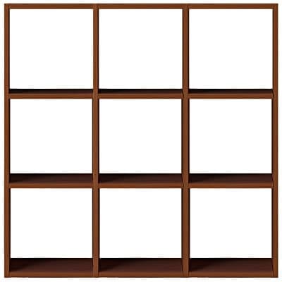 スタッキングシェルフセット・３段×３列・ウォールナット材 幅１２２×奥行２８．５×高さ１２１ｃｍ
